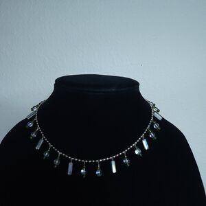 Vintage Ball Metal Bead Necklace Glass Seed Bead Green Charms